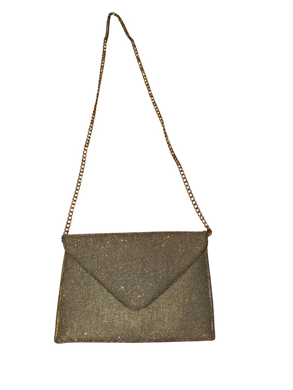 A New Day Gold Sparkle Envelope Crossbody/Shoulder Bag with Chain Strap